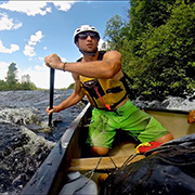 Chad Chicilo canoeing northern Saskatchewan