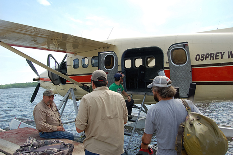 loading float plane northern Saskatchewan