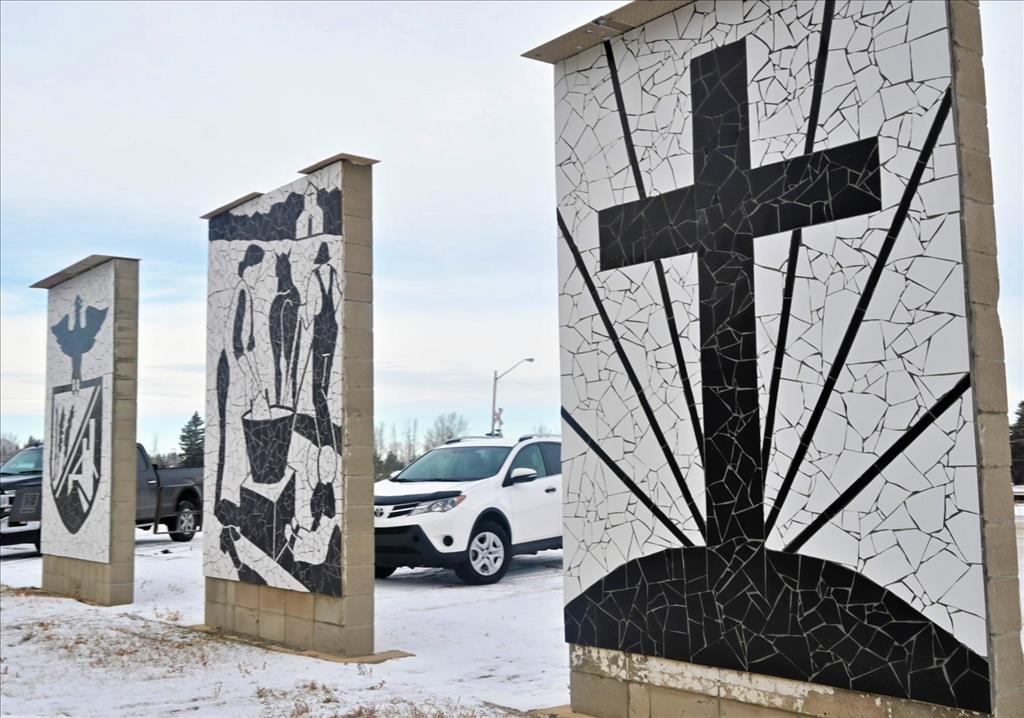 Langenburg's mosaic walls by local artist Jan Layh