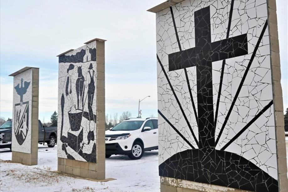 Langenburg's mosaic walls by local artist Jan Layh
