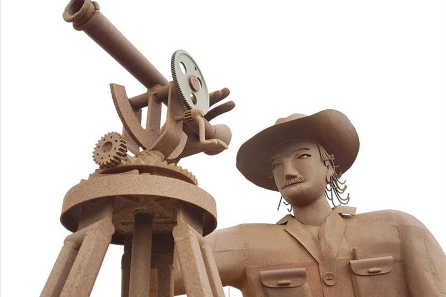 Louis Riel Trail - The Surveyor, east side of Hwy 11 at Chamberlain