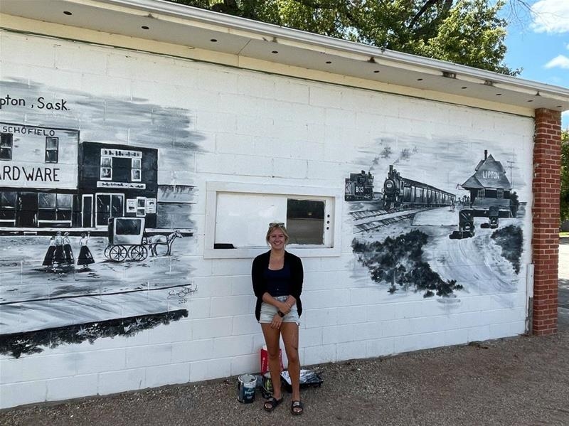 Lipton historic mural with artist Emma Gebhart